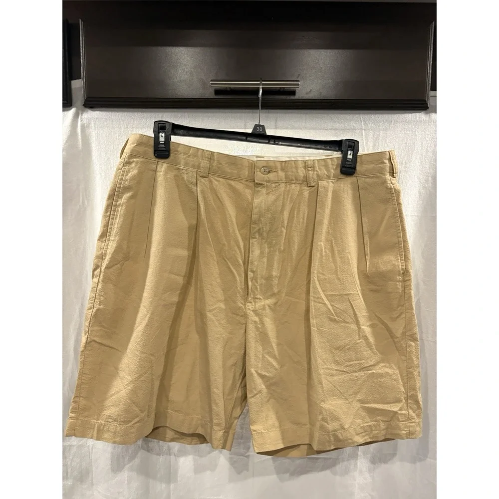 Polo Golf Ralph Lauren Classic Golf Shorts Men's 38 Khaki Beige Pleated Cotton